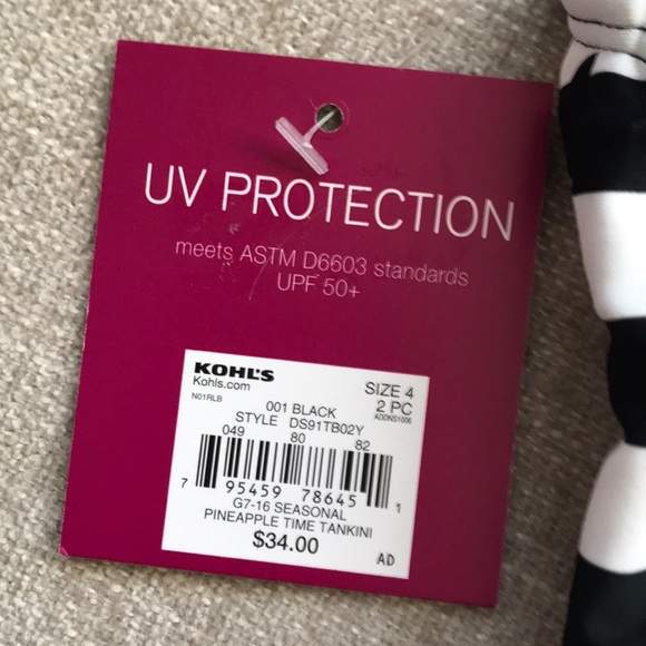 NWT So Sequin Pineapple and Stripes Tankini - 4 - Picture 4 of 6